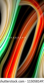 Fluid colors abstract background, twisted liquid design on black, colorful marble or plastic wave texture backdrop, multicolored template for business or technology presentation or web brochure cover