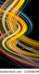 Fluid colors abstract background, twisted liquid design on black, colorful marble or plastic wave texture backdrop, multicolored template for business or technology presentation or web brochure cover