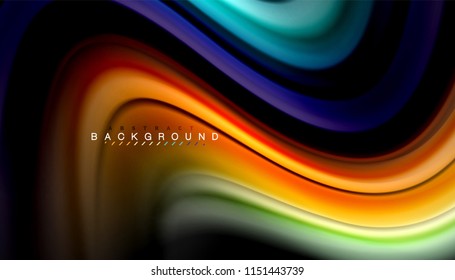 Colores fluidos fondo abstracto, diseño líquido retorcido sobre fondo negro, mármol colorido o textura de ondas plásticas, plantilla multicolor para presentación de negocios o tecnología o portada de folletos web