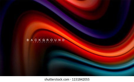 Colores fluidos fondo abstracto, diseño líquido retorcido sobre fondo negro, mármol colorido o textura de ondas plásticas, plantilla multicolor para presentación de negocios o tecnología o portada de folletos web