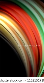 Fluid colors abstract background, twisted liquid design on black, colorful marble or plastic wave texture backdrop, multicolored template for business or technology presentation or web brochure cover