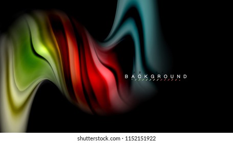 Fluid colors abstract background, twisted liquid design on black, colorful marble or plastic wave texture backdrop, multicolored template for business or technology presentation or web brochure cover