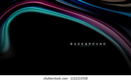 Fluid colors abstract background, twisted liquid design on black, colorful marble or plastic wave texture backdrop, multicolored template for business or technology presentation or web brochure cover
