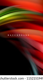 Colores fluidos fondo abstracto, diseño líquido retorcido sobre fondo negro, mármol colorido o textura de ondas plásticas, plantilla multicolor para presentación de negocios o tecnología o portada de folletos web