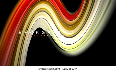 Fluid colors abstract background, twisted liquid design on black, colorful marble or plastic wave texture backdrop, multicolored template for business or technology presentation or web brochure cover