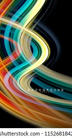 Fundo abstrato de cores fluidas, design líquido torcido em preto, mármore colorido ou fundo de textura de onda de plástico, modelo multicolorido para apresentação de negócios ou tecnologia ou capa de brochura da web