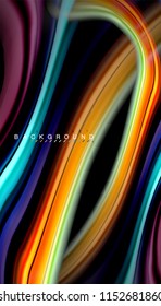 Colores fluidos fondo abstracto, diseño líquido retorcido sobre fondo negro, mármol colorido o textura de ondas plásticas, plantilla multicolor para presentación de negocios o tecnología o portada de folletos web