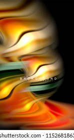 Fluid colors abstract background, twisted liquid design on black, colorful marble or plastic wave texture backdrop, multicolored template for business or technology presentation or web brochure cover