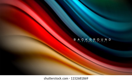 Fluid colors abstract background, twisted liquid design on black, colorful marble or plastic wave texture backdrop, multicolored template for business or technology presentation or web brochure cover