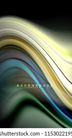 Fluid colors abstract background, twisted liquid design on black, colorful marble or plastic wave texture backdrop, multicolored template for business or technology presentation or web brochure cover