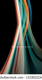 Fluid colors abstract background, twisted liquid design on black, colorful marble or plastic wave texture backdrop, multicolored template for business or technology presentation or web brochure cover