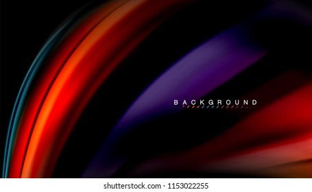 Colores fluidos fondo abstracto, diseño líquido retorcido sobre fondo negro, mármol colorido o textura de ondas plásticas, plantilla multicolor para presentación de negocios o tecnología o portada de folletos web