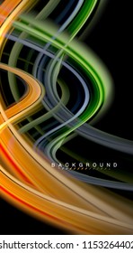 Fluid colors abstract background, twisted liquid design on black, colorful marble or plastic wave texture backdrop, multicolored template for business or technology presentation or web brochure cover