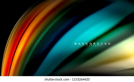 Fluid colors abstract background, twisted liquid design on black, colorful marble or plastic wave texture backdrop, multicolored template for business or technology presentation or web brochure cover
