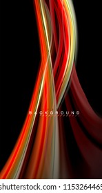 Fluid colors abstract background, twisted liquid design on black, colorful marble or plastic wave texture backdrop, multicolored template for business or technology presentation or web brochure cover