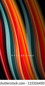 Fluid colors abstract background, twisted liquid design on black, colorful marble or plastic wave texture backdrop, multicolored template for business or technology presentation or web brochure cover