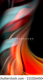 Colores fluidos fondo abstracto, diseño líquido retorcido sobre fondo negro, mármol colorido o textura de ondas plásticas, plantilla multicolor para presentación de negocios o tecnología o portada de folletos web