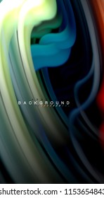Fluid colors abstract background, twisted liquid design on black, colorful marble or plastic wave texture backdrop, multicolored template for business or technology presentation or web brochure cover