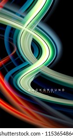 Fluid colors abstract background, twisted liquid design on black, colorful marble or plastic wave texture backdrop, multicolored template for business or technology presentation or web brochure cover