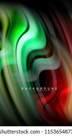 Fluid colors abstract background, twisted liquid design on black, colorful marble or plastic wave texture backdrop, multicolored template for business or technology presentation or web brochure cover