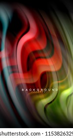 Fluid colors abstract background, twisted liquid design on black, colorful marble or plastic wave texture backdrop, multicolored template for business or technology presentation or web brochure cover