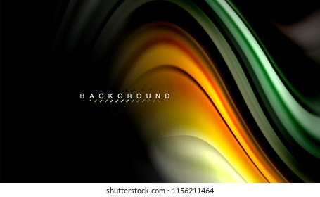 Fluid colors abstract background, twisted liquid design on black, colorful marble or plastic wave texture backdrop, multicolored template for business or technology presentation or web brochure cover
