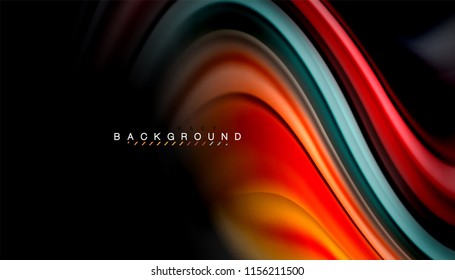Fluid colors abstract background, twisted liquid design on black, colorful marble or plastic wave texture backdrop, multicolored template for business or technology presentation or web brochure cover