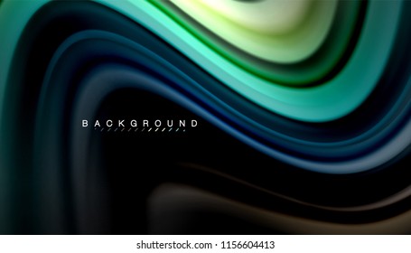 Fluid colors abstract background, twisted liquid design on black, colorful marble or plastic wave texture backdrop, multicolored template for business or technology presentation or web brochure cover