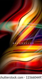 Fluid colors abstract background, twisted liquid design on black, colorful marble or plastic wave texture backdrop, multicolored template for business or technology presentation or web brochure cover