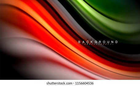 Fluid colors abstract background, twisted liquid design on black, colorful marble or plastic wave texture backdrop, multicolored template for business or technology presentation or web brochure cover