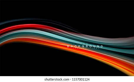 Fluid colors abstract background, twisted liquid design on black, colorful marble or plastic wave texture backdrop, multicolored template for business or technology presentation or web brochure cover