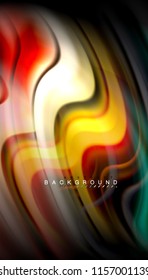 Fluid colors abstract background, twisted liquid design on black, colorful marble or plastic wave texture backdrop, multicolored template for business or technology presentation or web brochure cover