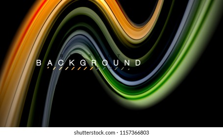 Fluid colors abstract background, twisted liquid design on black, colorful marble or plastic wave texture backdrop, multicolored template for business or technology presentation or web brochure cover
