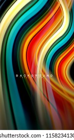 Fluid colors abstract background, twisted liquid design on black, colorful marble or plastic wave texture backdrop, multicolored template for business or technology presentation or web brochure cover