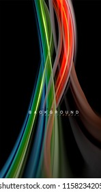 Fluid colors abstract background, twisted liquid design on black, colorful marble or plastic wave texture backdrop, multicolored template for business or technology presentation or web brochure cover