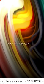Fluid colors abstract background, twisted liquid design on black, colorful marble or plastic wave texture backdrop, multicolored template for business or technology presentation or web brochure cover