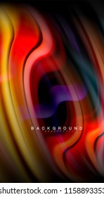Fluid colors abstract background, twisted liquid design on black, colorful marble or plastic wave texture backdrop, multicolored template for business or technology presentation or web brochure cover