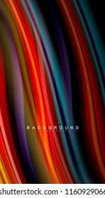 Fluid colors abstract background, twisted liquid design on black, colorful marble or plastic wave texture backdrop, multicolored template for business or technology presentation or web brochure cover