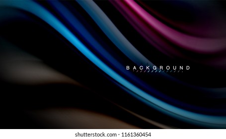 Fluid colors abstract background, twisted liquid design on black, colorful marble or plastic wave texture backdrop, multicolored template for business or technology presentation or web brochure cover