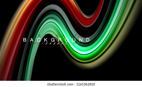 Fluid colors abstract background, twisted liquid design on black, colorful marble or plastic wave texture backdrop, multicolored template for business or technology presentation or web brochure cover