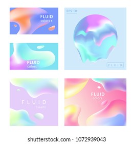 Conjunto de fondos de colores fluidos. Formas abstractas con colores hipster. Aplicable para tarjeta de regalo, portada, afiche. Plantilla de vector