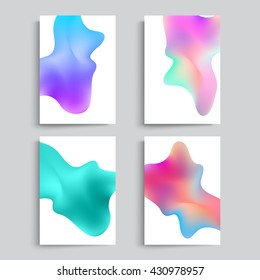 Fluid colors backgrounds set. Abstract shapes with hipster colors. Applicable for gift card,cover,poster. Vector template. 