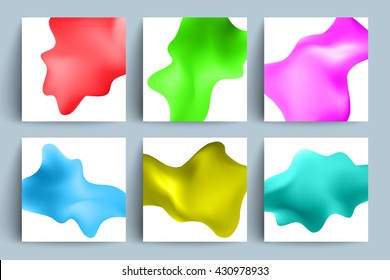 Fluid colors backgrounds set. Applicable for gift card,cover,poster. Vector template. 