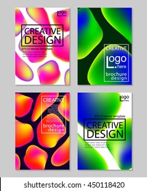 Fluid colors backgrounds set. Holographic effect. Applicable for gift card,cover,poster,brochure,magazine. Vector template.