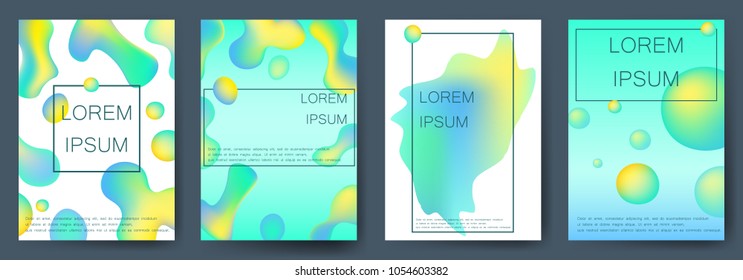 Fluid colors backgrounds set. Fluid shapes with neon colors. Gift card,cover,poster. Eps10 vector