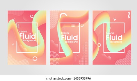 Fluid colors backgrounds set. Fluid shapes with hipster colors.