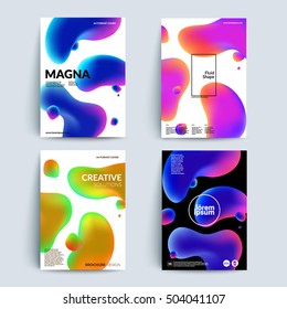 Fluid colors backgrounds set. Fluid shapes with hipster colors. Applicable for gift card,cover,poster. Eps10 vector template.