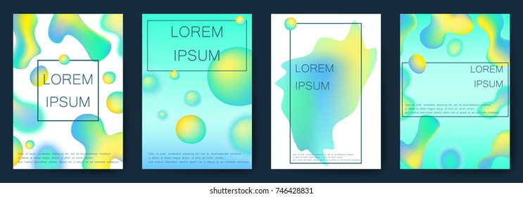 Fluid colors backgrounds set. Fluid shapes with neon colors. Gift card,cover,poster. Eps10 vector.