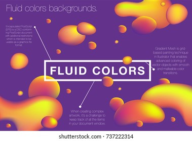 Fluid colors. Creative gradient illustrations. Abstract Liquid color design Set. Template for your fashion newsletter, poster for print or web, media, promotional material, banner, other.