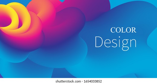  Colores fluidos. Forma líquida. Esplash de tinta. Nube colorida. Ola de flujo. Afiche moderno. Fondo de color. Vector.